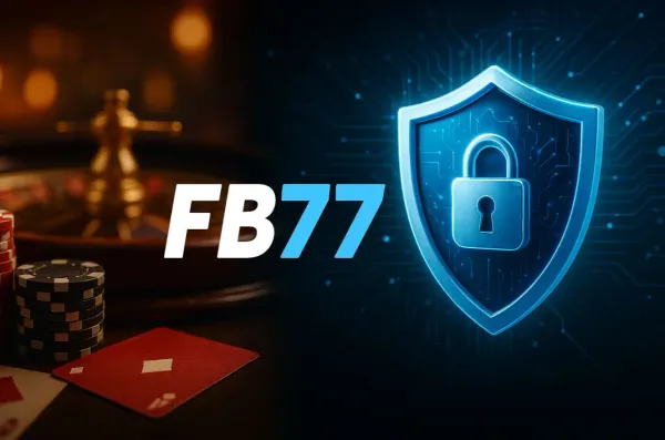 A confident dealer surrounded by casino chips inviting players to access their FB77 account, reflecting quick and easy login options.